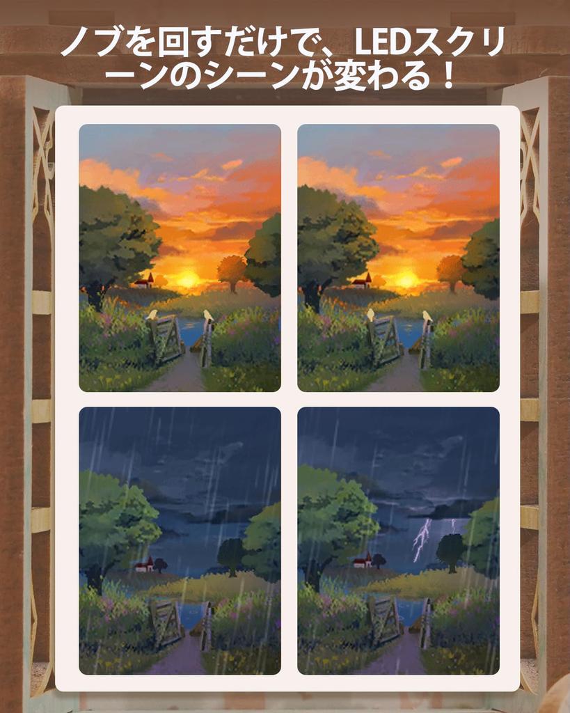 Tonecheer Dollhouse Miniature Handmade Kit DIY Wooden Set Miniature House Kit White Noise 6 Sound Effects with LED Electronic Screen Interior Assembly