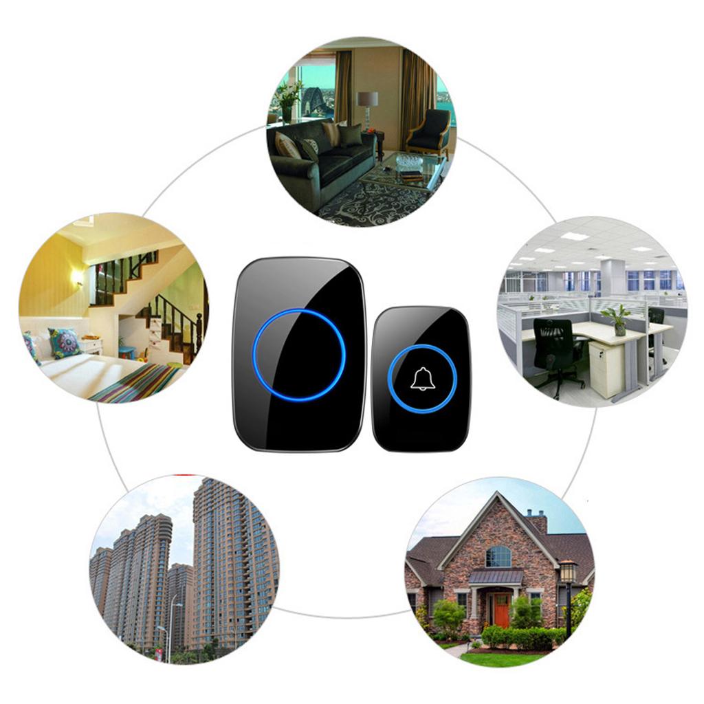 Wireless Doorbell Kit Waterproof 36 Music Adjustable Volume Battery Operated for Home Apartment Random Color