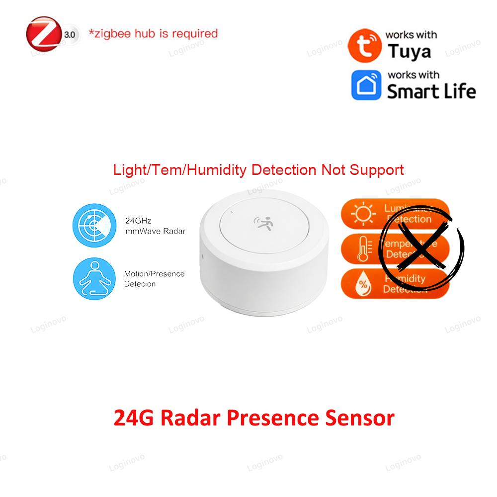 Zigbee 24G Mmwave Radar Human Presence Sensor Detector Smart Life 2MQTT Tuya App Home Security Motion Tracker Battery Powered