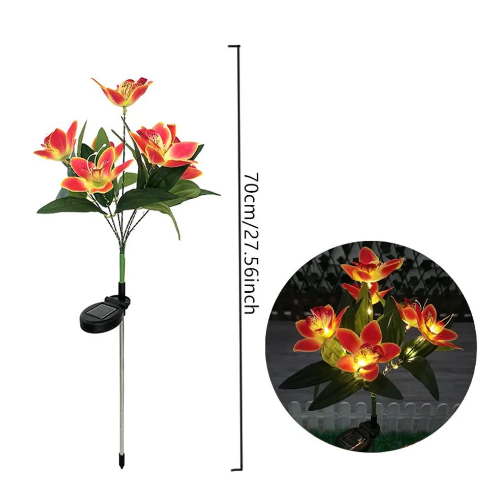 Солнечные садовые фонари уличные солнечные садовые фонари с фонарями в виде цветков орхидеи водонепроницаемые солнечные газонные фонари для декора сада газона