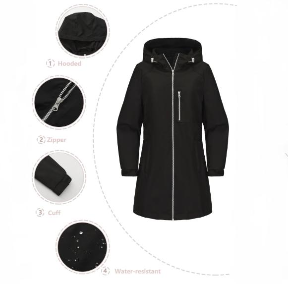 Outdoor Sports Waterproof Windbreaker Women's Hooded Long Sleeved Spring and Autumn Coat Loose Casual Windproof Women's Clothing