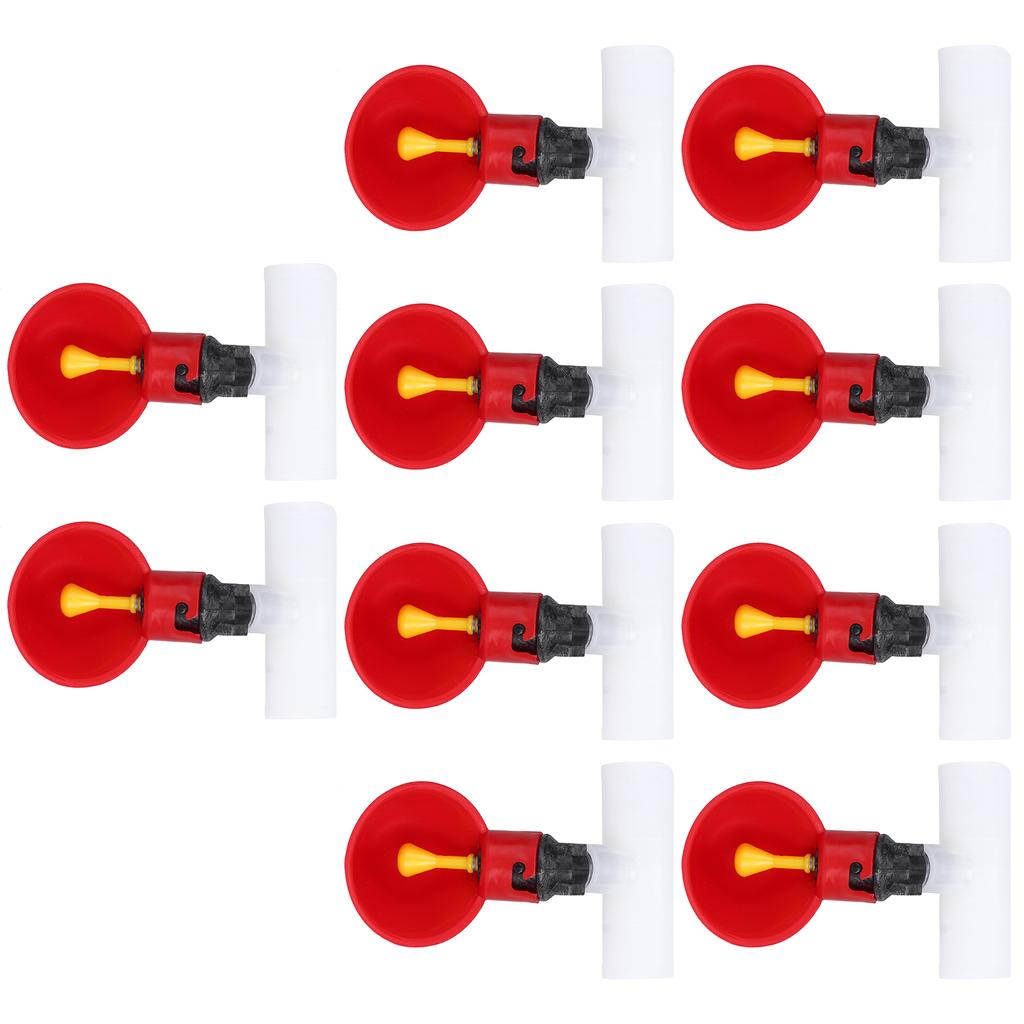 10 шт. автоматических чашек для поения кур, поилка для кур, тройник 1/2 дюйма, инструменты для кормления кур, красный