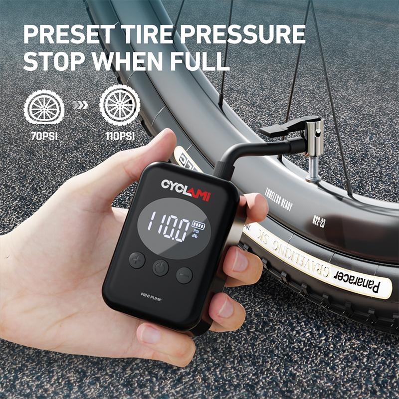 CYCLAMI 150 Psi Высоконапорный воздушный насос Электрический насос для накачки велосипеда Мини-портативный насос для велосипеда с цифровым дисплеем
