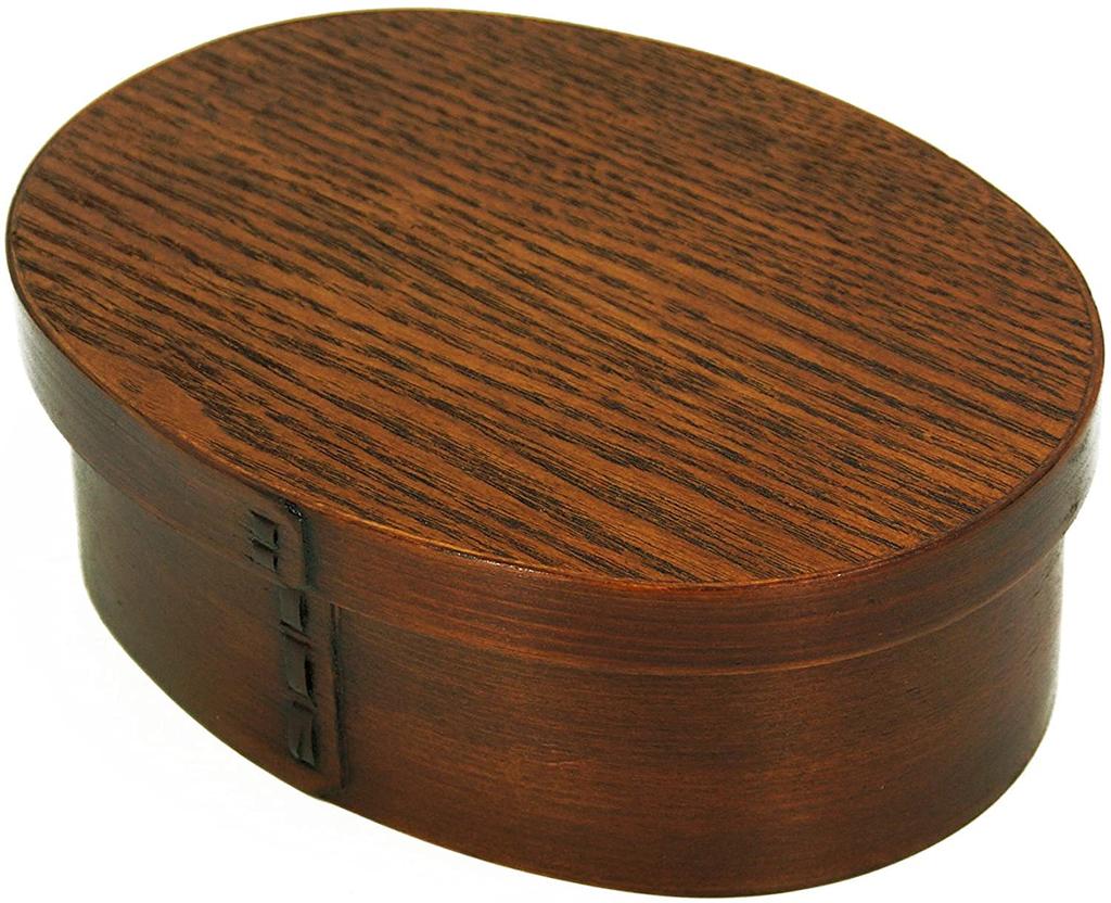 Osaka Choseido Magewappa Bento Single Lunch Bonus Beige Band Box, Oval, Tier, Divided, Band, Included, Large, 600cc,