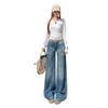 Spice girl low-rise slightly pulled jeans women's autumn new straight loose and thin wide-leg flared floor pants