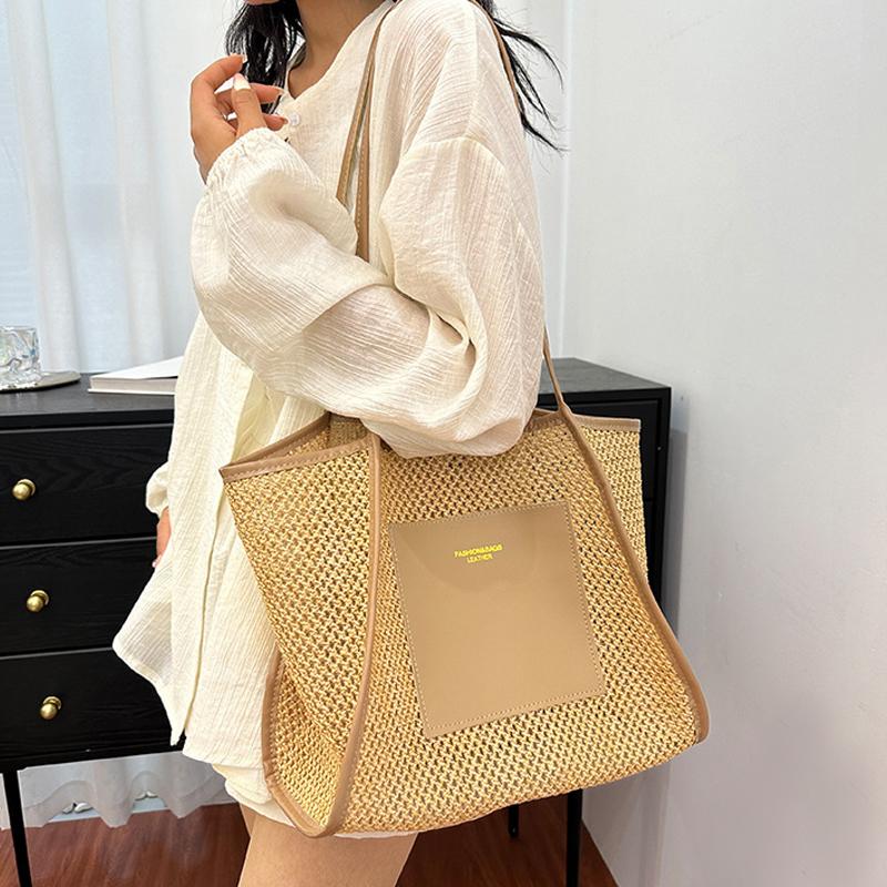 Тканая большая вместительная модная сумка, новая универсальная сумка для отдыха на плече для женщин, дорожная пляжная сумка