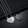 Titanium Steel Heart-Shaped Couple Necklace with Engraving Option