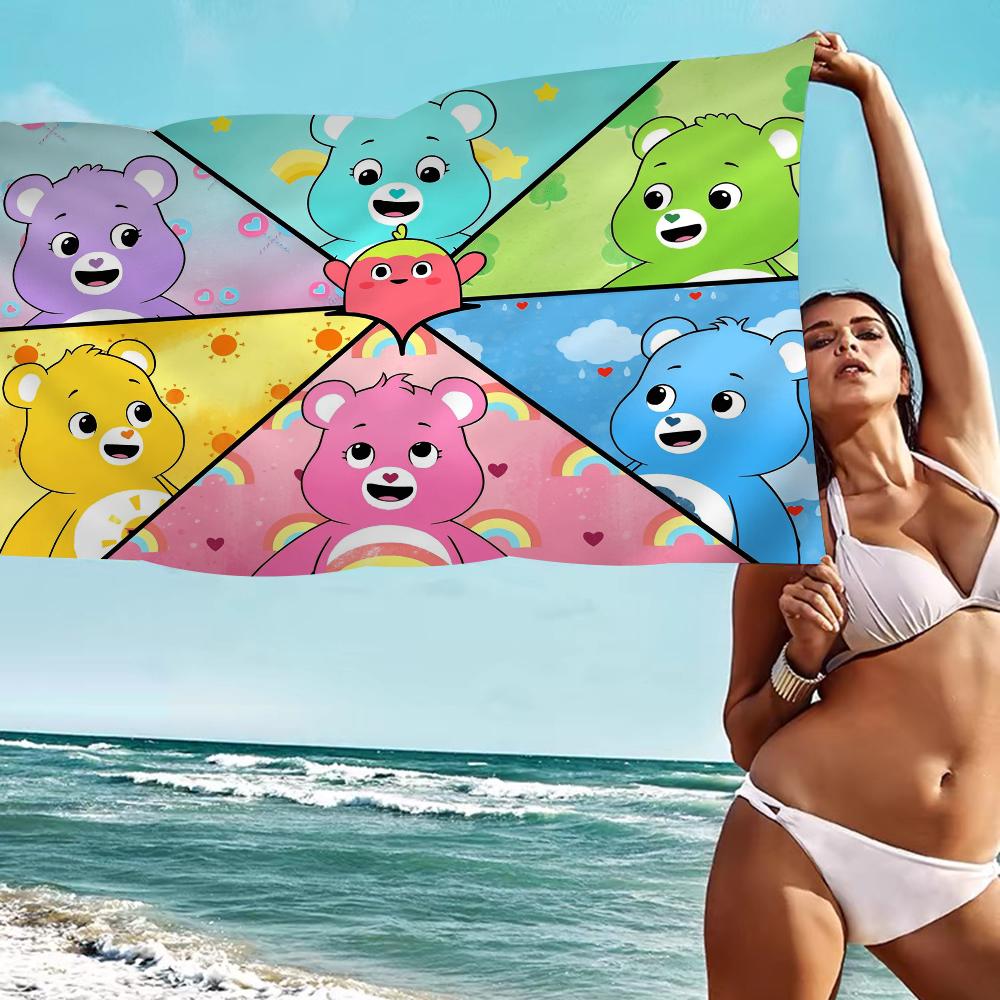 CARE BEARS Microfiber Printed Beach Towel Mountain Climbing Yoga Beach Swimming Running Absorbent Soft Towel