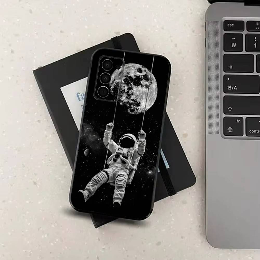Милый Астронавт Для Samsung Galaxy A73,31,Note,22,71,53,32,72,41,8,9,52,J7,Мягкий Черный Силиконовый Чехол