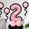 Comic Style Black Powder Digital Balloon Column Children'S First Birthday Party Decoration Scene Arrangement Photo Props