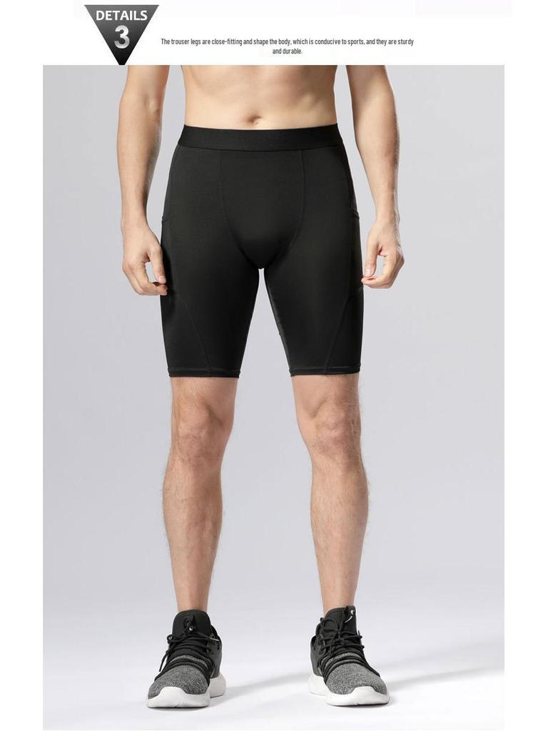 Men's High Elastic Quick-Dry Basketball Fitness Shorts with Pockets