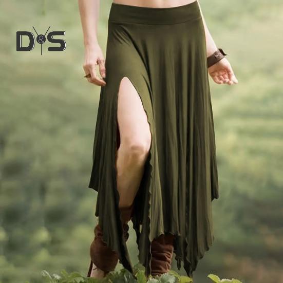 Женская юбка с высокой талией, однотонная, неровный подол, длинная юбка с боковыми разрезами, утягивающая юбка для работы, отдыха, путешествий