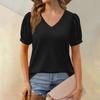 Женская модная футболка с коротким рукавом и V-образным вырезом, свободная повседневная футболка