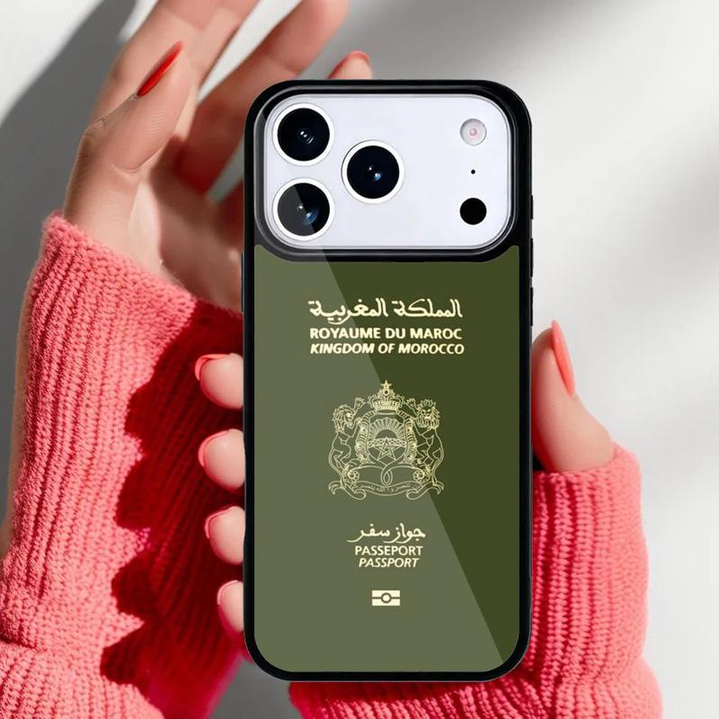 Чехол для паспорта и телефона с флагом Марокко для iPhone 17 Air 16e 15 14 13 Pro Max Задняя крышка для 12 11 Pro Coque
