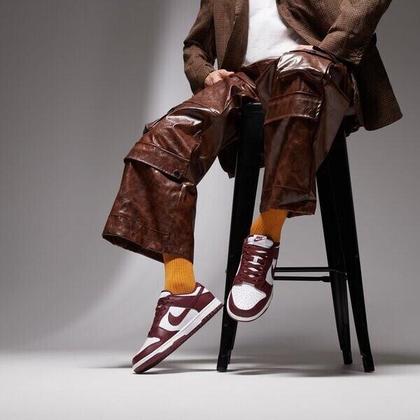 Кроссовки Nike Dunk Low Retro white/gym red/redwood