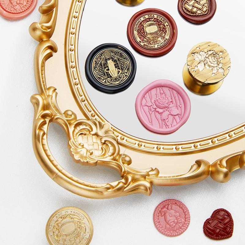 Antique Metal Seal Stamp Head for Journal Craft Embellishment 30mm Round Seal Stamp Head for Craft Embellishment