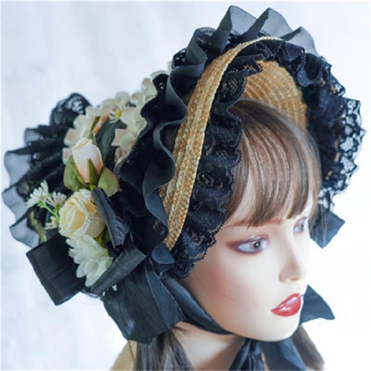 Кружевные fascinators для женщин, шляпа для чаепития, соломенная шляпа в стиле лолита, викторианский чепец