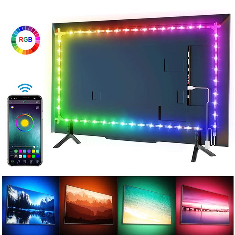 RGB Светодиодная лента с управлением по Bluetooth через приложение, 5V USB, светодиодная лента, гибкая лента, диодная лента для подсветки телевизора, украшения комнаты KTY