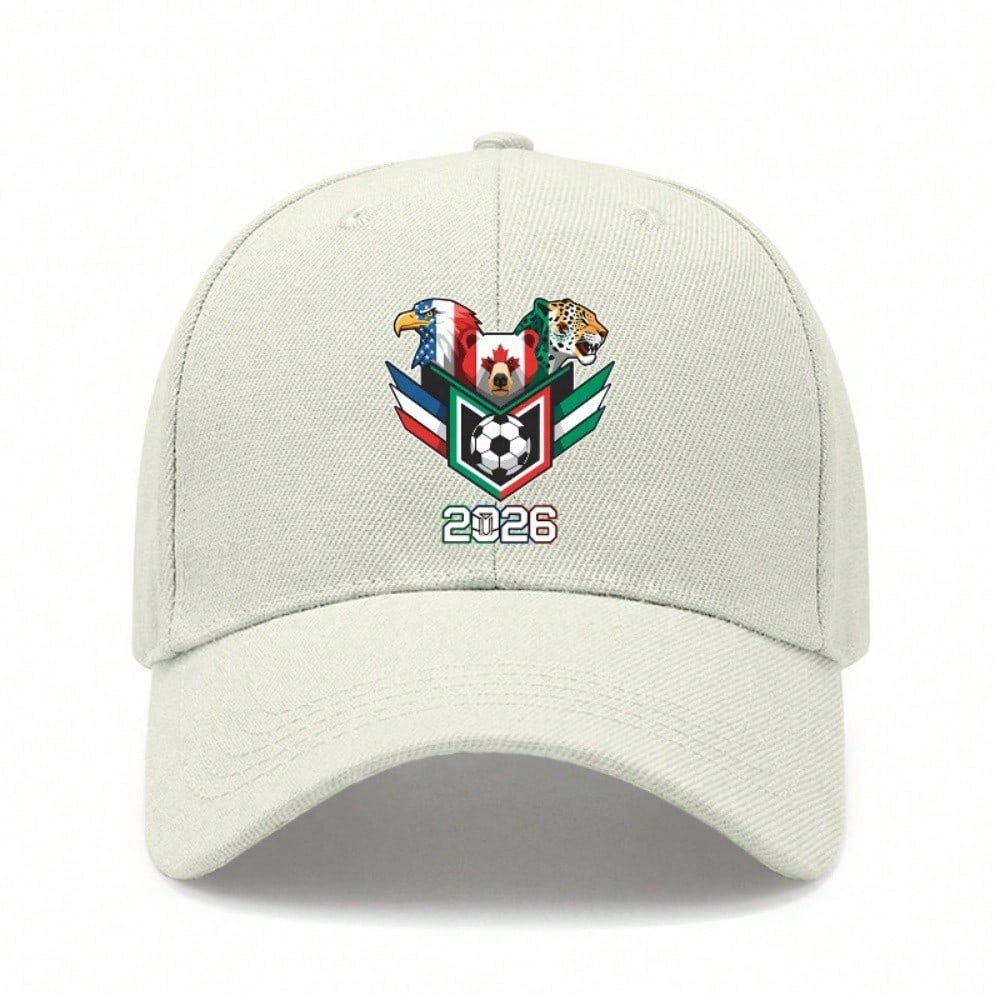 [Patriotic Baseball Cap] 2026 Soccer Theme Print Unisex Adjustable Breathable Lightweight Polyester Hat For Outdoor Sports Festivals Gift - Dad Hat,