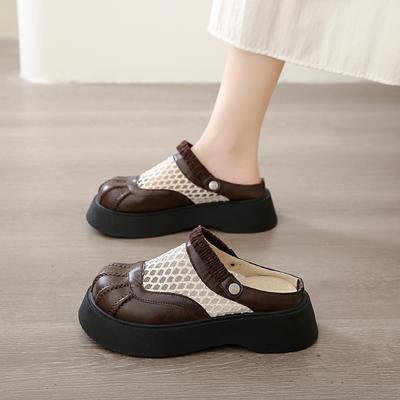 CRLAYDK Дизайнерские женские мюли-сетка на платформе без задника, слипоны для увеличения роста, летние сетчатые шлепанцы-лоферы для дам