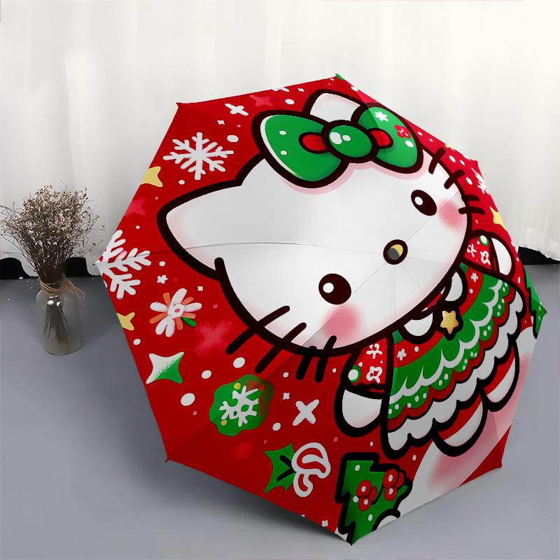 Christmas,Hello Kitty Automatic Umbrella-Foldable, Durable 8-Bone Design, Compact and Stylish, Great for Camping, Halloween, Christmas, Moth