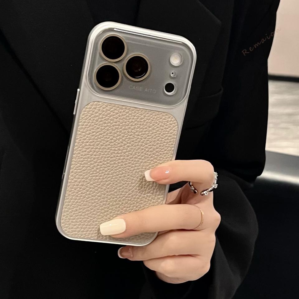Official Lychee Leather Big Window Phone Case For For Iphone 17 13 14 1 16 Pro Max 16Pro 17Pro Candy Len Camera Protector Cover