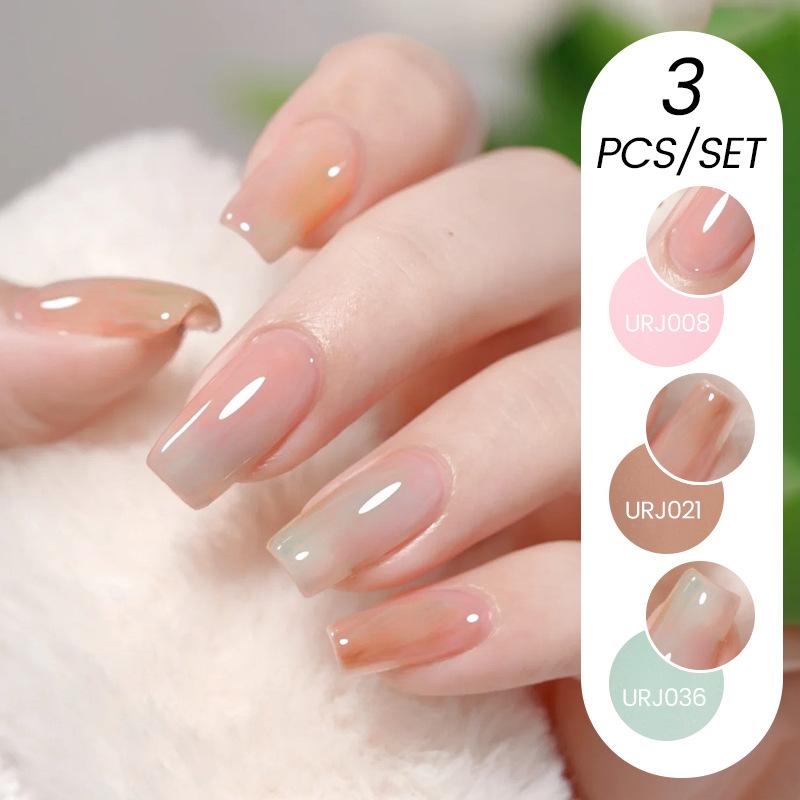 Nail Art Ice Прозрачный набор из 3-х лаков для ногтей, популярный прозрачный клей для лака для ногтей Nude Whitening Powder