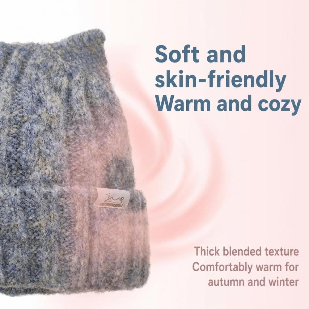 Thick Warm Cat Ear Beanie Hat 56-58cm Circumference Fall Winter Skull Cap Casual Use