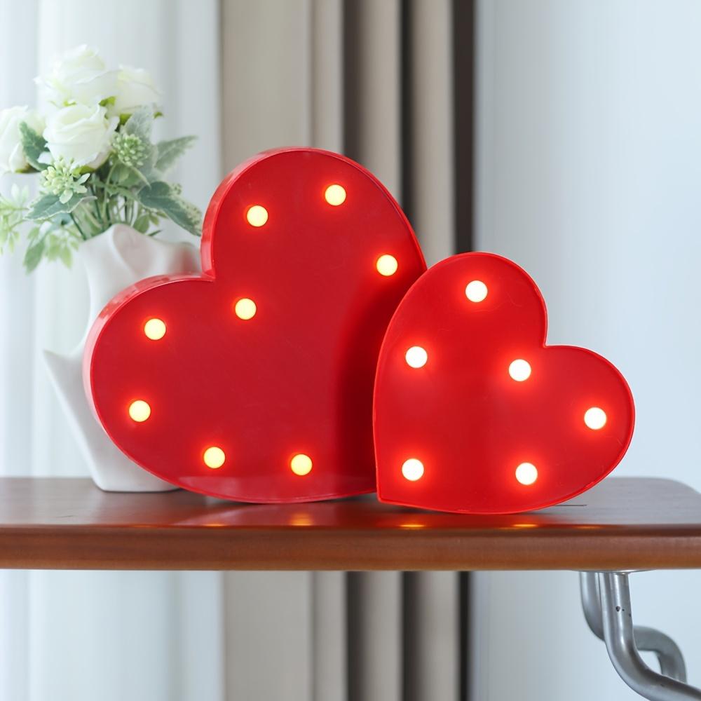 Romantic Red Heart-Shaped Decorative Night Light Battery-Powered Energy-Saving Desk Lamp For Bedroom Wedding Proposal Valentine'S & Mother'S Day