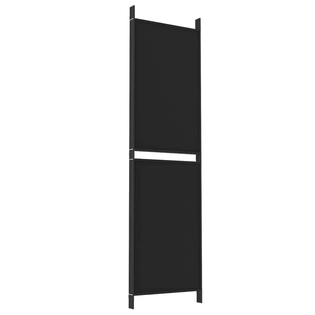 4 Piece Black Folding Screen 200 x 180 cm Fabric
