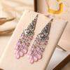 New Bohemian Rhinestone Water Drop Earrings for Women Ethnic Long Crystal Tassel Earring Party Vacation Jewelry
