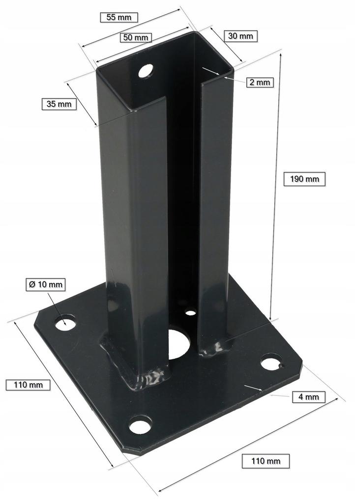 Screw-on column base 60x40 graphite