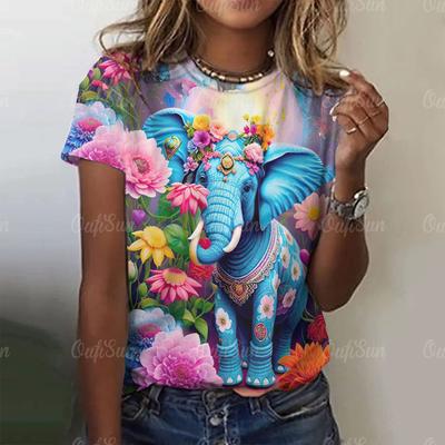 Летний топ с круглым вырезом и 3D-принтом в виде животных из мультфильмов, модные повседневные женские футболки с короткими рукавами