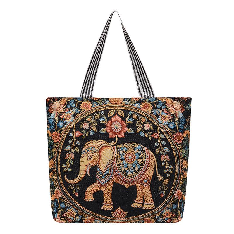 Этническая холщовая сумка через плечо с павлином - Женская модная сумка-тоут большой вместимости