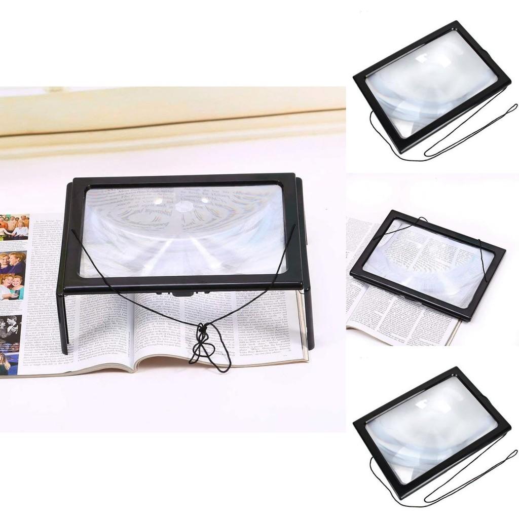 Foldable Portable A4 Rectangular 3x Reading Magnifying Glass With Led Light For Senior Use Creative Desk Accessory