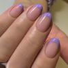 Press On Nail Short Almond Purple Fake Nail Full Cover False Nail with Pure Color Glossy Stick On Nail for Women 24Pcs