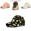 New Gold Leaf Print Baseball Cap Korean Style Gold Foil Baseball Cap Student Duck Tongue Cap Round Top Sun Hat Wholesale