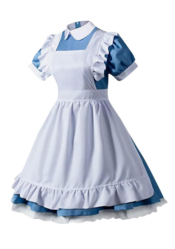 OMZIN Grace Милое платье горничной в стиле Лолита с большим размером Хэллоуин Косплей 3XL Женский Бант, Костюм, Синий,