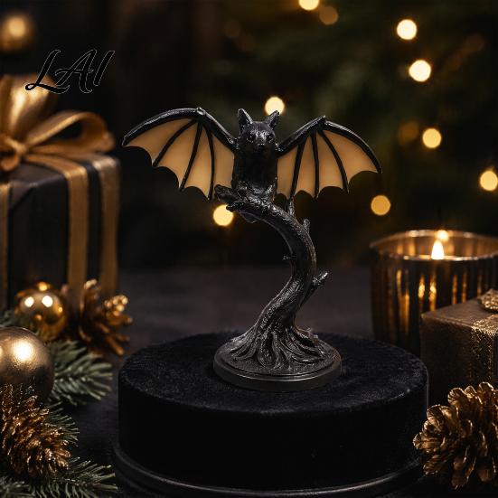 Artistic Resin Bedside Light Vintage Black Bat Table Lamp Gothic Decorative Night Light Retro Alternative Home Aesthetic Decor Style Desk