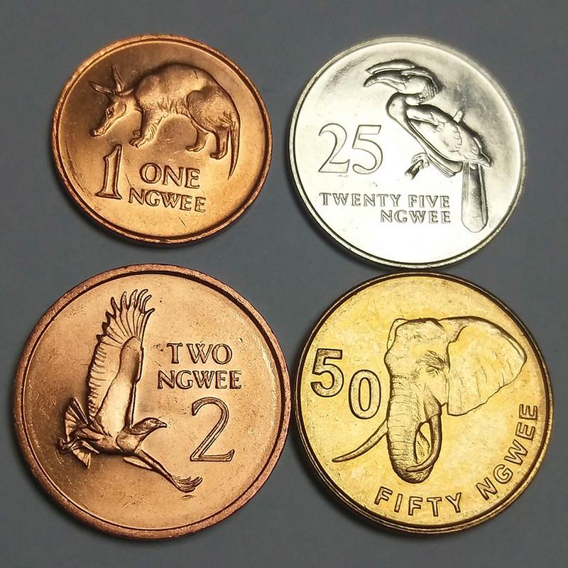 4pcs/Set Africa Zambia African Animal Coins Foreign Coin Collection
