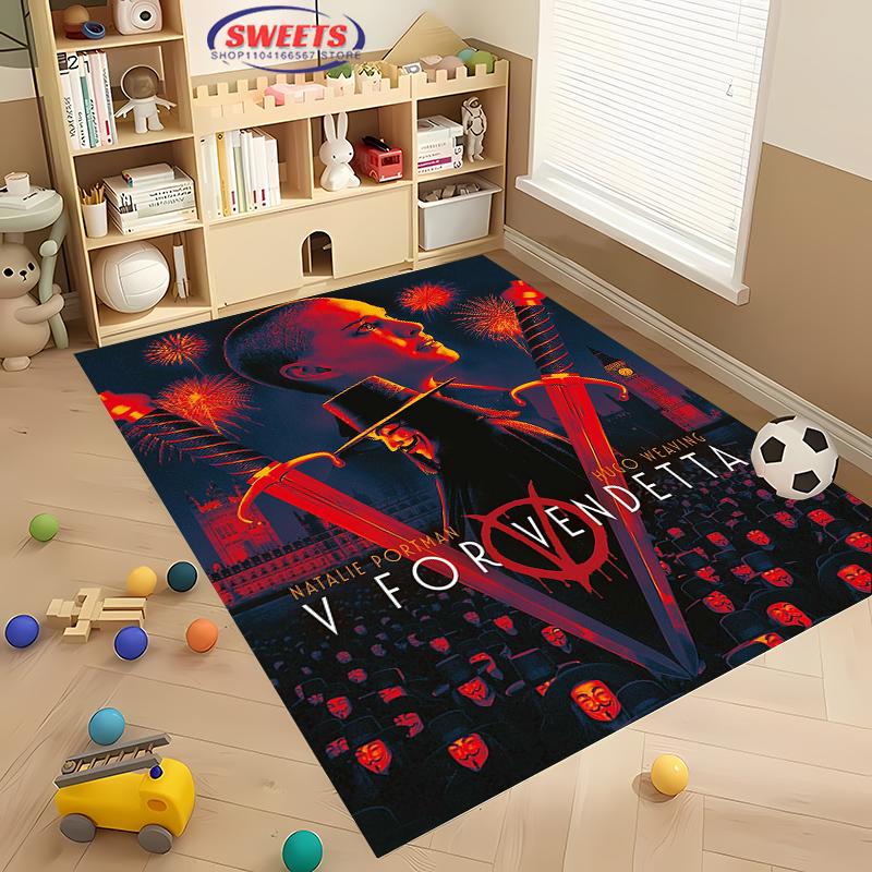 Ковер «V значит Вендетта»! Коврик для спальни, Прикроватный коврик для гостиной, Нескользящее изысканное украшение для дома, Прочный ковер, пригодный для машинной стирки