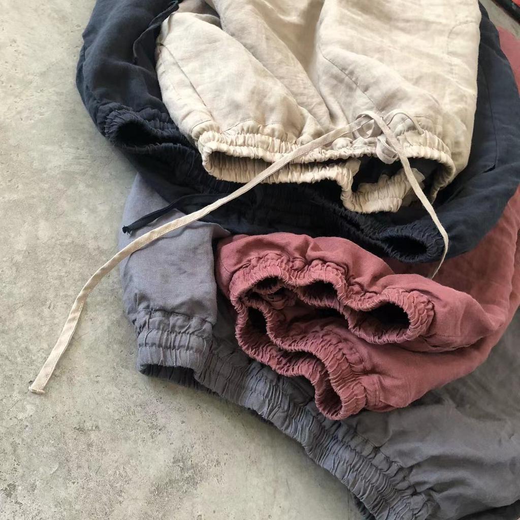 Johnature Women Vintage Winter Pants Solid Color Warm Elastic Waist Trouser Loose Women Straight Pants