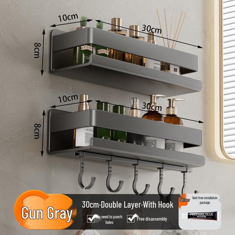 Настенная полка для ванной комнаты из кованого железа, цвет Gun Gray, без сверления