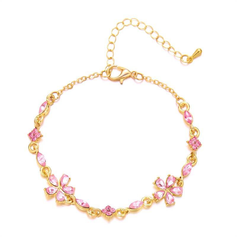 Роскошный красочный браслет с цветком из циркона для женщин, девушек, корейский милый, золотистый цвет, кристальный регулируемый браслет, ювелирное украшение, подарок