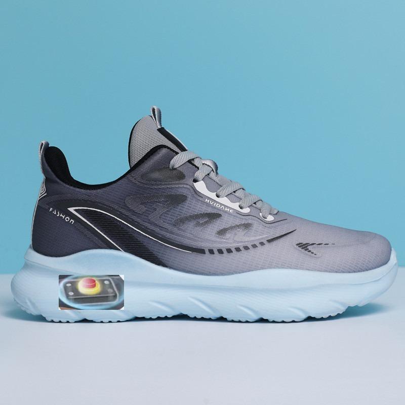 Магнитные вибрационные парные спортивные туфли для легкой ходьбы, модные туфли на толстой подошве со шнуровкой, низкие, из сетки, трендовые мужские туфли