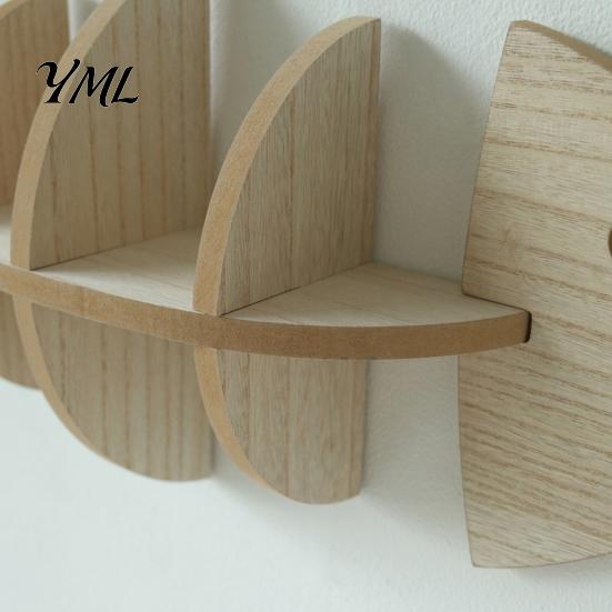 Wooden Floating Shelves for Decor Fish Bone Storage Rack, Wood Wall Mounted Shelf, Ocean Style Japanese Minimalist Display Rack Art Bedroom