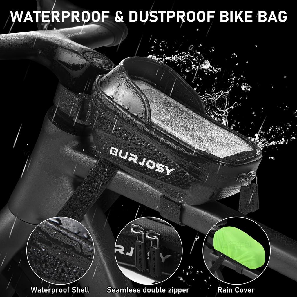 Lightweight and Compact Bicycle Frame Bag with Smartphone Rain Sun and Small Item Holder, Cover, 6.5-inch High-sensitivity Touchscreen, Visor,