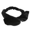 VINGTAINE Velour Wide Turban Simple Cross Wired Hair Black Hairband, Accessory, H7180-BK-