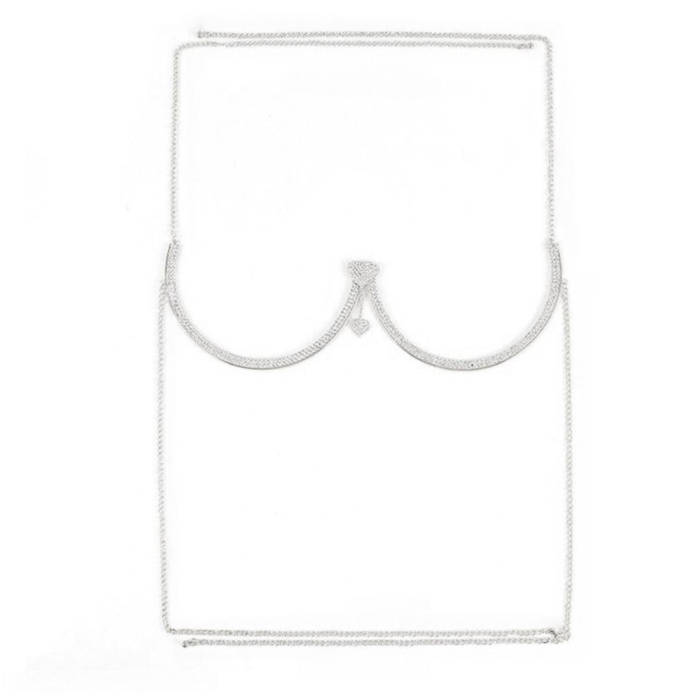 Цепочка на грудь с кисточками Цепочка на тело с кисточками Цепочка на грудь в форме сердца Панк-цепочка на грудь для девушек