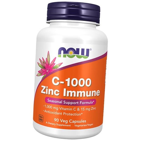 Витамин С и Цинк для иммунитета, C-1000 Zinc Immune, Now Foods 90вегкапс (36128431)